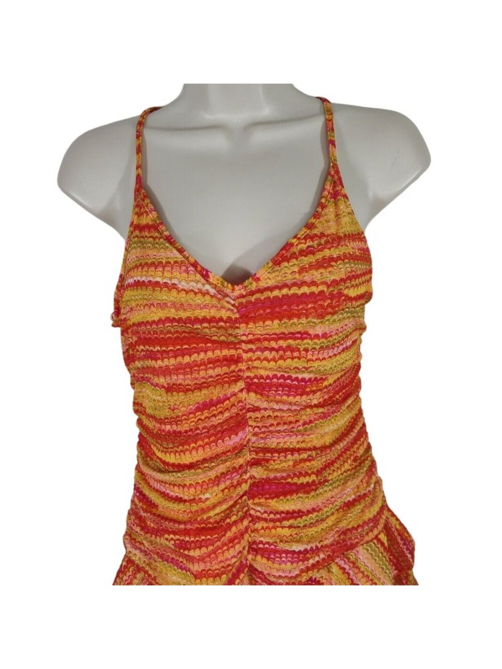 Wild Fable Orange Yellow Layered Tiered Mini Dress Women Size M Sleeveless NEW - Picture 2 of 8